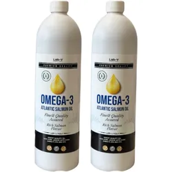 Lab-v Omega-3 100 % Hochwertiges Öl vom Atlantischen Lachs für Hunde und Katzen 2x1000 ml