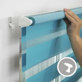 Lichtblick Duo Rollo / Doppelrollo Klemmfix 90 x 220 cm blau