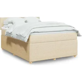 vidaXL Boxspringbett mit Matratze Creme 140x200 cm Stoff