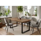 Möbelset ART- O Stirling Eiche, Polsterstoff:Grau Velvet - Grau/Schwarz/Braun