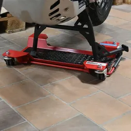 Baumarktplus Rangierhilfe für Motorrad mit Ständer rot 54x19 cm Last bis 250kg Rollwagen Rangierplatte