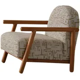 JVmoebel Lounge-Sessel mit geometrischem Muster 85 x 90 x 80 cm Beige