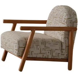 JVmoebel Lounge-Sessel mit geometrischem Muster 85 x 90 x 80 cm Beige