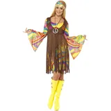 Smiffys Smiffys, 60er Groovy Lady Kostüm, Kleid, Weste und Stirnband, Hippie, Größe: XL, 35531, 100% Polyester