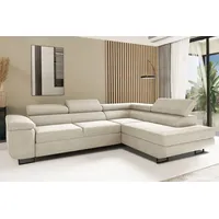 Kaiser Möbel Ecksofa mit schlaffunktion und bettkasten Eckcouch L-Form ATOMIC stoff Poso Rechts Beige - Beige