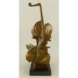 Casa Padrino Bronze Deko Skulptur Geige Bronze / Schwarz H. 41 cm - Abstrakte Schreibtisch Dekoration
