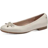 TAMARIS Comfort Damen Ballerinas aus Leder mit Schleife, Beige (Creme Patent), 38 EU - 38 EU