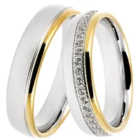 Trauring DOOSTI "Schmuck Geschenk Silber 925 Ehering Partnerring LIEBE" Fingerringe Gr. 70, ohne Zirkonia, Silber 925 (Sterlingsilber), 5mm, goldfarben (silberfarben-gelbgoldfarben) Made in Germany - wahlweise mit oder ohne Zirkonia