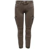 ONLY Damen Cargo Jeans ONLMISSOURI REG ANK LIFE Slim Fit Grau 15170889 Normaler Bund Reißverschluss W 34 L 32