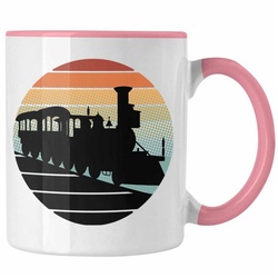 Trendation Tasse Lustige Eisenbahn Tasse für Eisenbahner Geschenk Vintage Grafik rosa