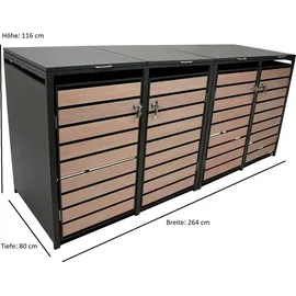 DEGAMO Mülltonnenbox Berlin 264 x 80 x 116 cm grau