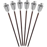 Koopmann International 6x Gartenfackel Ölfackel Fackel Edelstahl mit Holzstab