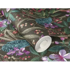 Rasch Textil Vliestapete Curiosity 10,05 m x 0,53 m 0 g Türkis/Lila/Schwarz 538236