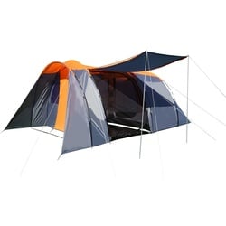 Campingzelt MCW-A99, 6-Mann Zelt Kuppelzelt Festival-Zelt, 6 Personen ~ orange/grau