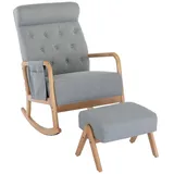 HT Schaukelstuhl HT 23CRZCI7 living room Comfortable rocking chair with ottoman (Hohe Rückenlehne und ergonomisch), Moderne gepolsterte Schaukelstühle grau