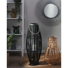 Beliani Laterne TAHITI Holz 32 x 84 x 32 cm 1 Stück Schwarz