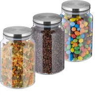 Relaxdays Vorratsgläser mit Deckel, 1500 ml, runde Vorratsdosen, luftdichte