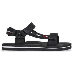 Pepe Jeans für Herren. PMS70161 Schwarze Riemchen-Trek-Sandalen (41), Wohnung, Klettverschluss, Lässig, Strandbekleidung