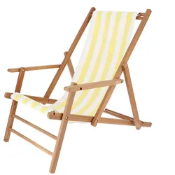 Jan Kurtz - Maxx Deckchair Teakholz, Bezug Designers Guild Streifen gelb