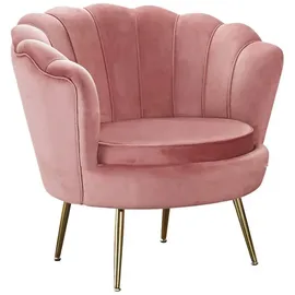 SalesFever Loungesessel Clam Samt 76 x 78 x 76 cm roségold mit extravaganten Design im Muschel-Look