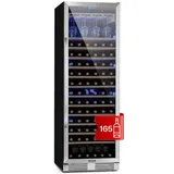 Klarstein Weinkühlschrank Vinovilla Grande 165 Built-in Uno, für 165 Standardflaschen á 0,75l,Wein Flaschenkühlschrank Weintemperierschrank Weinschrank Kühlschrank schwarz|silberfarben