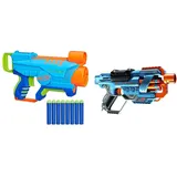 Nerf Elite Jr. Explorer Easy-Play Blaster, kann einfach geladen und abgefeuert Werden & Elite 2.0 Commander RD-6 Blaster, 12 Nerf Darts, 6-Dart Rotationstrommel