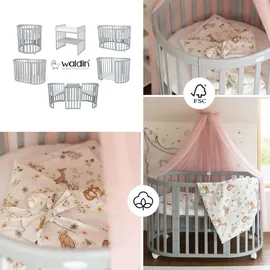 Waldin Babybett OWAL Kinderbett 7in1 mit Matratze, mitwachsendes Kinder-Bett
