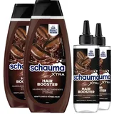 Schauma XTRA Koffein-Shampoo Hair Booster (2x 400 ml) mit Koffein aktiviert die Haarwurzel bei dünnem Haar & XTRA Hair Booster Tonic (2x 200 ml) hilft Haarausfall vorzubeugen