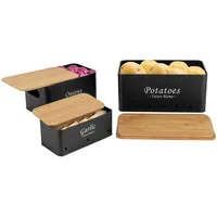 Kartoffel Aufbewahrungsbox, Vorratsdose 3er Set, Behälter-Sets, Hält Gemüse Länger Frisch, Kartoffeltopf Zwiebeltopf und Knoblauchtopf, Schwarz, Kartoffeln, für Zwiebeln und Knoblauch Aufbewahrung