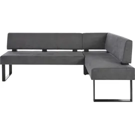 OTTO home Eckbank OTTO HOME "Oliver mit Metallgestell, Küchenbank", grau (grau, schwarz), B:200cm H:89cm T:160cm, Holzwerkstoff, Massivholz, Polyester, Sitzbänke, Eckbank, verschiedene Bezüge Cord Esszimmerbank OTTOs Choice
