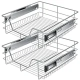 KESSER® Teleskopschublade 30-60cm Schrankbreite verchromt aus Edelstahl Schubladeneinsatz für Küchenschrank Korbauszug Schrankauszug
