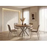 WFL GROUP Runder Ausziehtisch 100 x 76 x 100 cm Craft Eiche braun