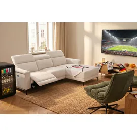 OTTO home Ecksofa OTTO HOME "LUND Cord, L-Form, 261 cm, man. o. elektr. Relaxfunktion (mit USB-A)", beige (creme), B:261cm H:97cm T:179cm, 100% Polyester, Sofas, Ecksofa, USB-C bei elektrischer Variante und Kopfteilverstellung