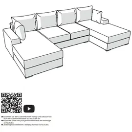 mebloland Ecksofa VIENA 328x182 cm mit Schlaffunktion, Bonellfederkern und Bettkasten - Schwarz20