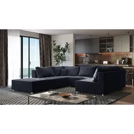 Fun Möbel Wohnlandschaft Sofa ANDRO, Schlaffunktion, und Hocker, Stoff Fresh schwarz