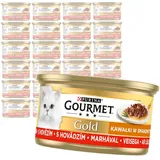 Purina Gourmet Gold mit Rind 24x85g Feuchtfutter für Katzen Stücke in Sauce
