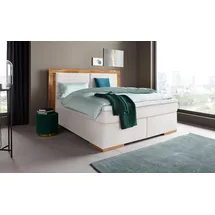 PLACES OF STYLE Boxspringbett »Cup« mit Massivholzrahmen, mit Topper, in 2 Härtegraden, in 3 Breiten weiß