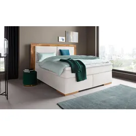 PLACES OF STYLE Boxspringbett »Cup« mit Massivholzrahmen, mit Topper, in 2 Härtegraden, in 3 Breiten weiß
