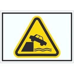 HB-Druck Aufkleber Warnung ungesicherte Uferkante Symbol A4 (210x297mm)