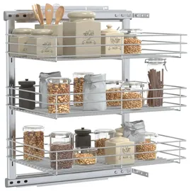 vidaXL Küchen-Drahtkorb 3-stufig Ausziehbar 47 x 35 x 56 cm Silber