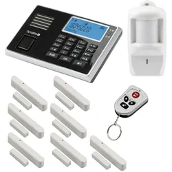 OLYMPIA Protect 9061 Sicherheit Plus Alarmanlagen GSM Funk Set mit 1 Bewegungsmelder, 7 Tür Fenster/Kontakten und Fernbedienung