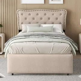 lanki international gmbh Polsterbett 90 x 200 cm Beige/Grau