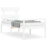 Seniorenbett mit Kopfteil Weiß Massivholz - Weiß