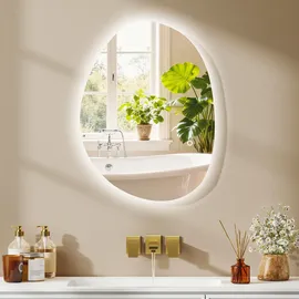 Homcom 70 Silber, Glas, 50x5x70 cm Badezimmer, Badezimmerspiegel, Badspiegel