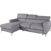 Ecksofa COTTA "Sammy L-Form" Sofas Gr. B/H/T: 226cm x 74cm x 169cm, Struktur, Recamiere links, mit Kopfteilverstellung, grau inklusive Kopfteilverstellung, wahlweise mit Bettfunktion