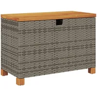 VidaXL Gartentruhe Grau 80x40x48 cm Poly Rattan Akazienholz