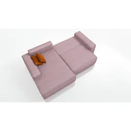mebloland Ecksofa TOR mit Schlaffunktion. Farbe: Lavender. - Rosa