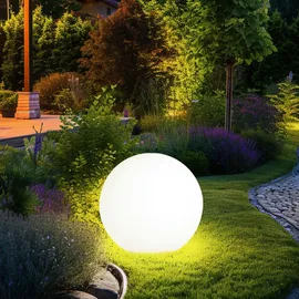 GLOBO Außenlampe Kugel LED Gartenlampen mit Strom Leuchtkugeln für Garten, Erdspieß weiß, 1x 7W 1x 806lm 2700K, DxH 40 x 56 cm