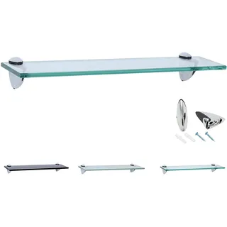 Rapid Teck Glas Wandregal Klarglas transparent 80cm x 20cm - Glasregal mit 8mm ESG Sicherheitsglas - Glasregal perfekt als Badablage Glasablage für Badezimmer - Verschiedene Größen wählbar