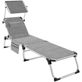 Tectake Lorella Sonnenliege 200 x 61 x 115 cm Grau